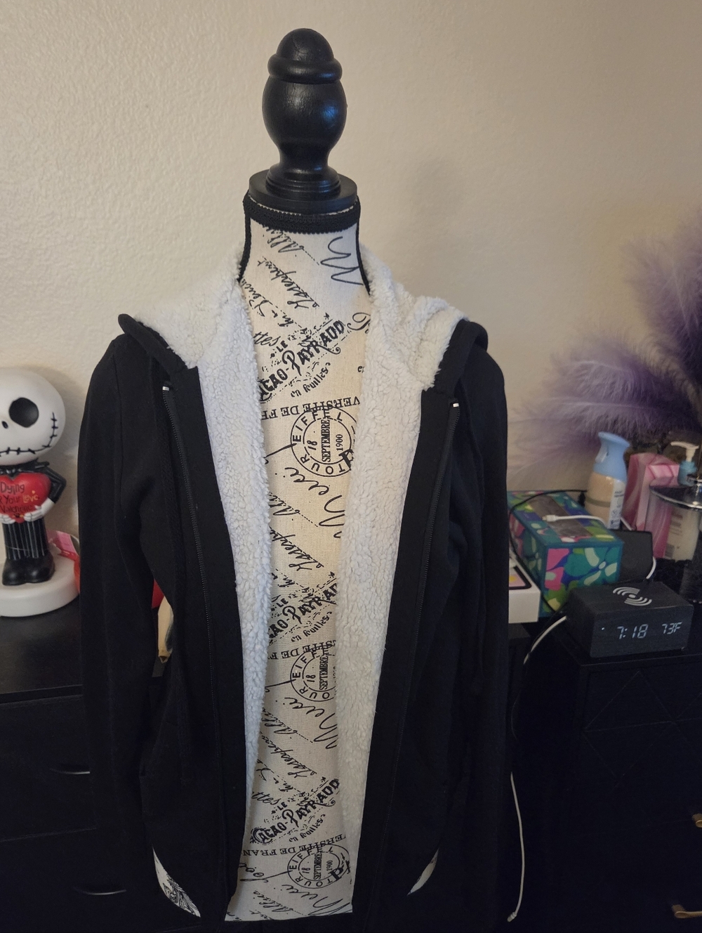 Ambiance Black Jacket with White Sherpa Lining